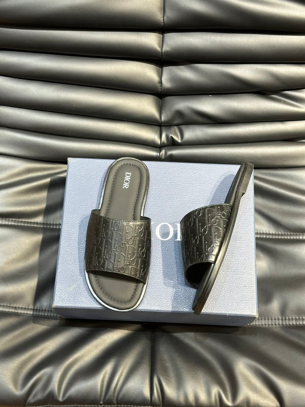 CD SLIDE ALIDAS SLIPPER BLACK CALFSKIN AND SILK