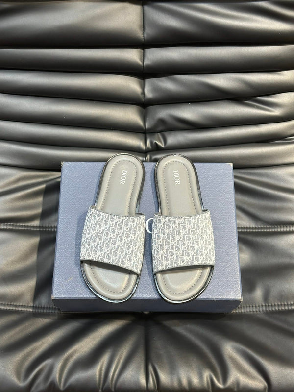 CD SLIDE ALIDAS SLIPPER SAGE JACQUARD AND CALFSKIN