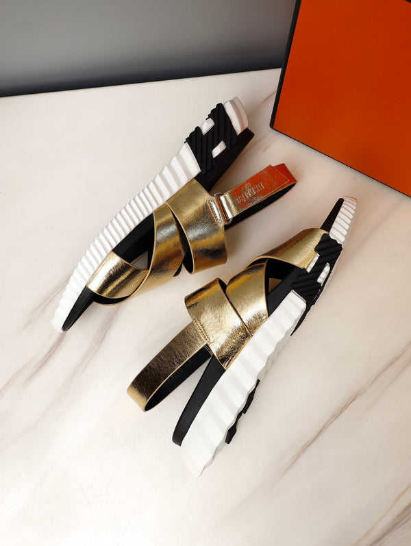 HM ELECTRIC SANDAL  METALLIC GOLD CALFSKIN