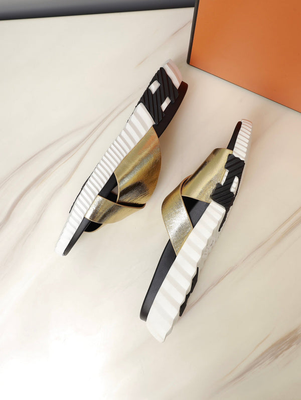 HM INFRA SANDAL GOLD METALLIC LAMBSKIN