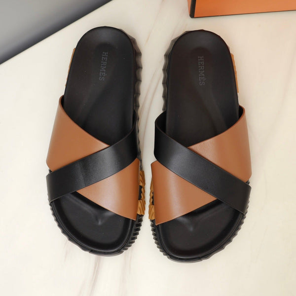 HM INFRA SANDAL BLACK AND SANDSTONE LAMBSKIN