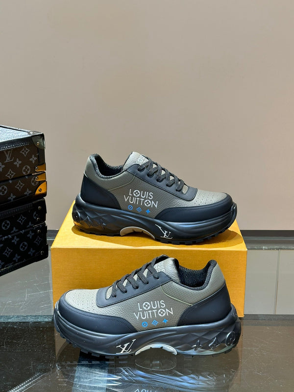 THICK-SOLED SNEAKER GREY AND BLACK CALFSKIN