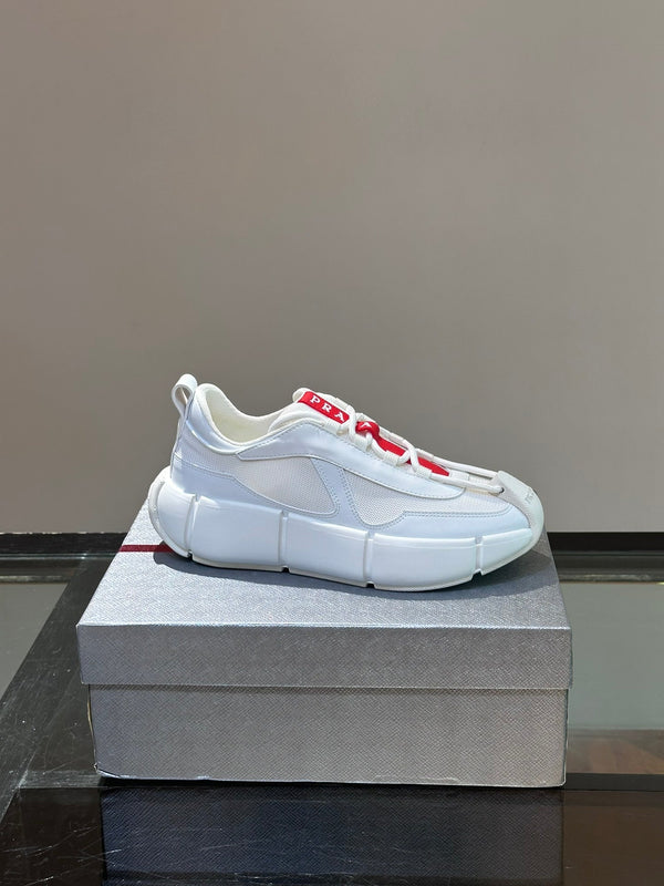 SNEAKERS PRA AMERICA'S CUP IN GOMMA MORBIDA E TESSUTO PER BICICLETTE BIANCHE