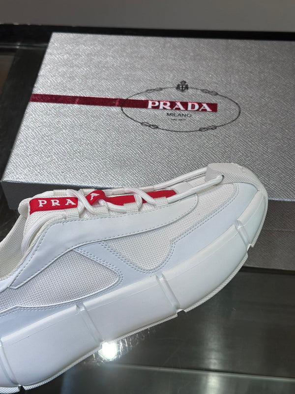 SNEAKERS PRA AMERICA'S CUP IN GOMMA MORBIDA E TESSUTO PER BICICLETTE BIANCHE