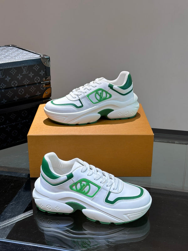 NEO RUN AWAY SNEAKER WHITE MIX GREEN CALFSKIN