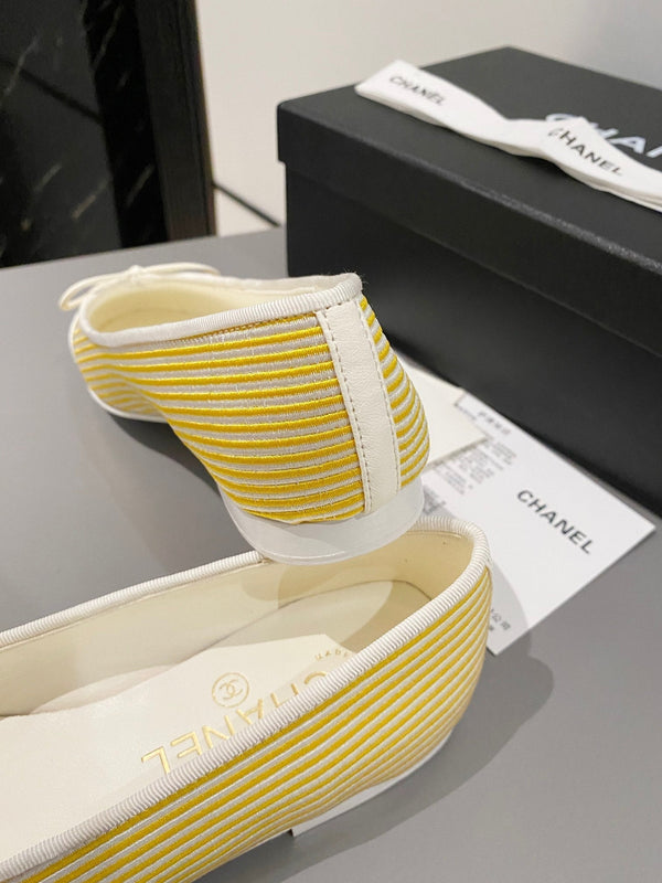 ballet flat yellow silver embroidered fabric