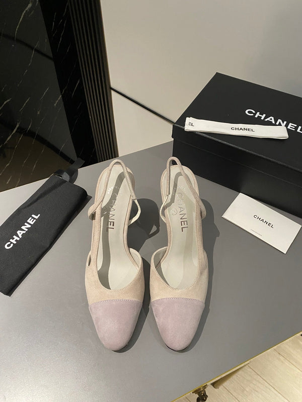 CC Slingback 95mm Beige Chiaro Viola Scamosciato