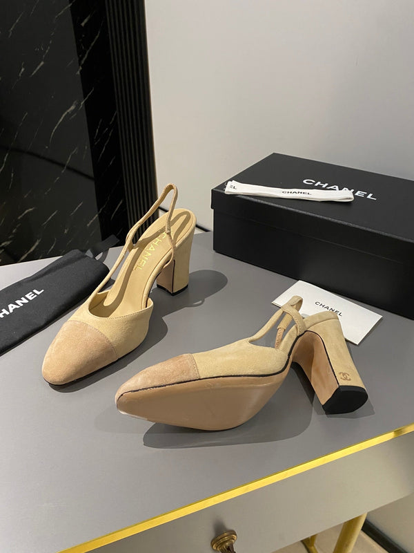 CC Slingback 95mm Beige Marrone Scamosciato