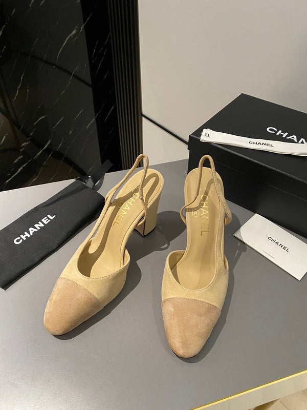 CC Slingback 95mm Beige Marrone Scamosciato