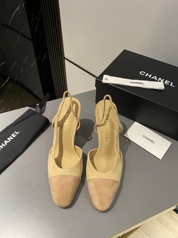 CC Slingback 95mm Beige Marrone Scamosciato