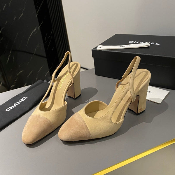 CC Slingback 95mm Beige Marrone Scamosciato