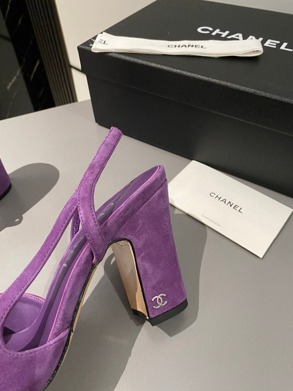 CC Slingback 95mm in pelle scamosciata viola