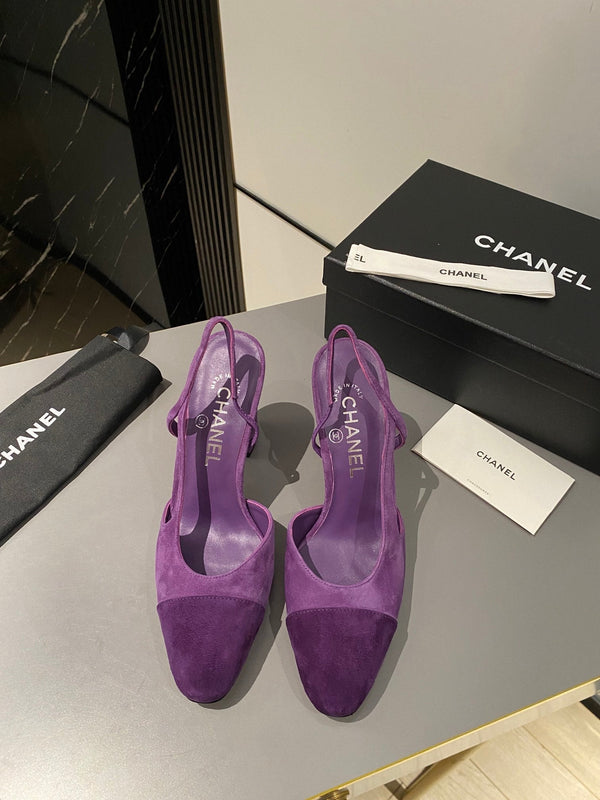 CC Slingback 95mm in pelle scamosciata viola
