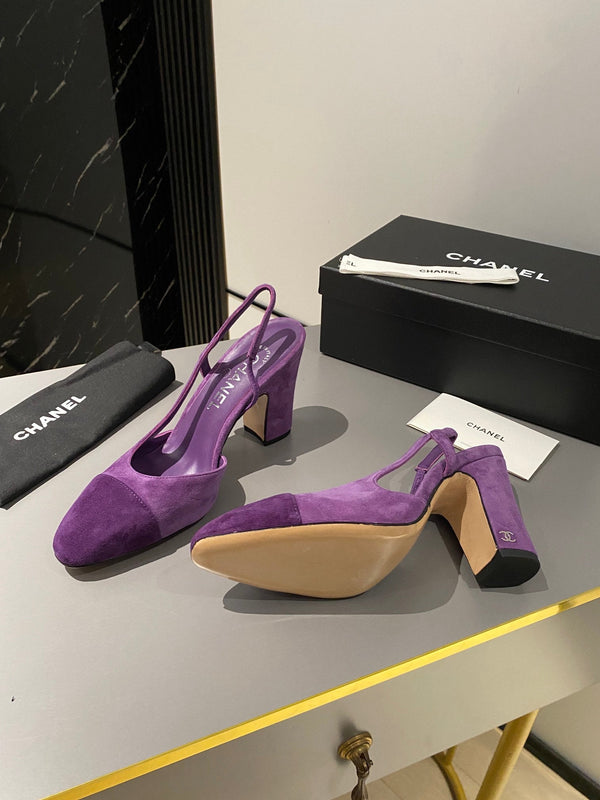 CC Slingback 95mm in pelle scamosciata viola
