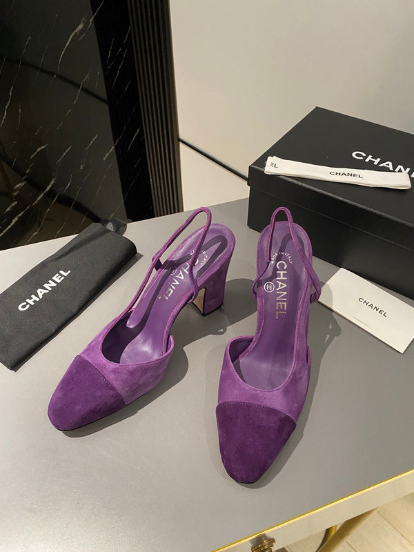 CC Slingback 95mm in pelle scamosciata viola