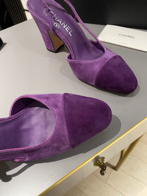 CC Slingback 95mm in pelle scamosciata viola