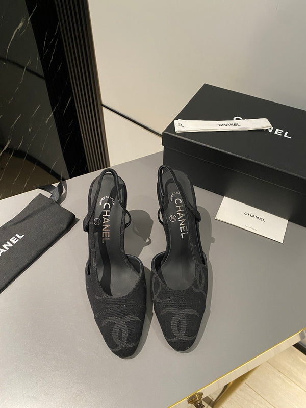 CC Slingback 95mm Tessuto Denim Nero