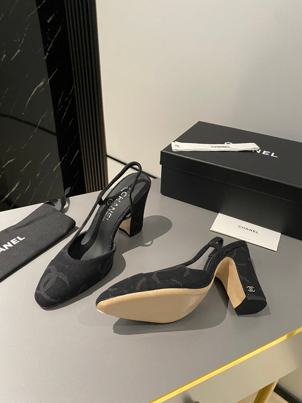 CC Slingback 95mm Tessuto Denim Nero