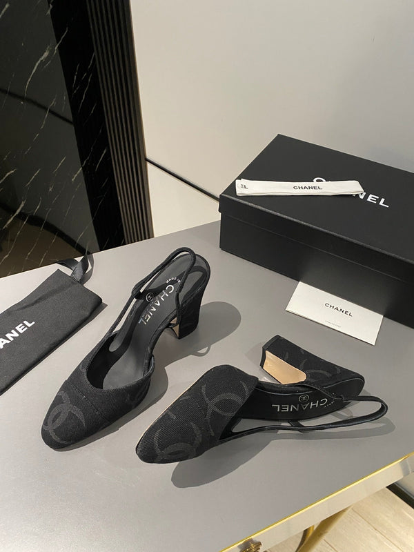 CC Slingback 95mm Tessuto Denim Nero