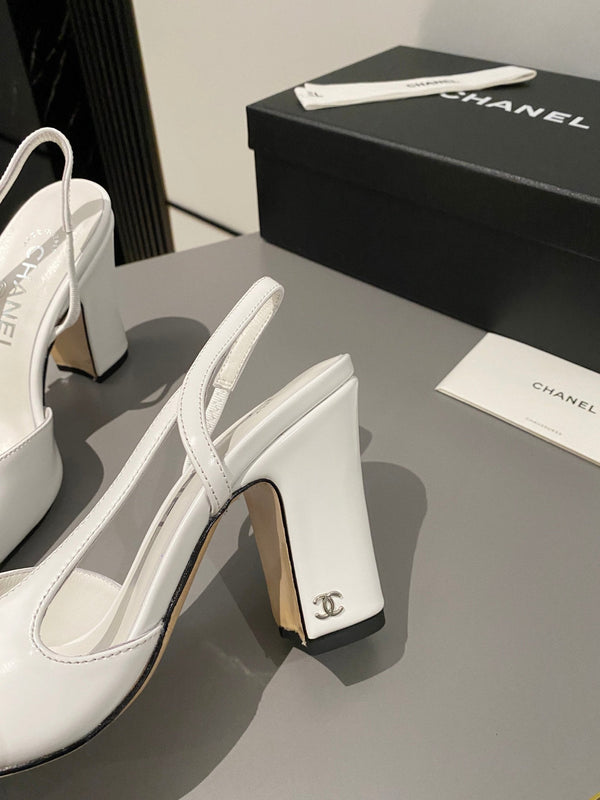 CC Slingback 95mm in pelle di agnello bianca