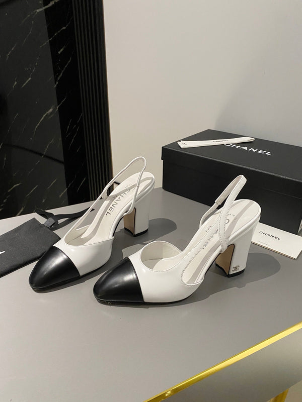 CC Slingback 95mm in pelle di agnello bianca