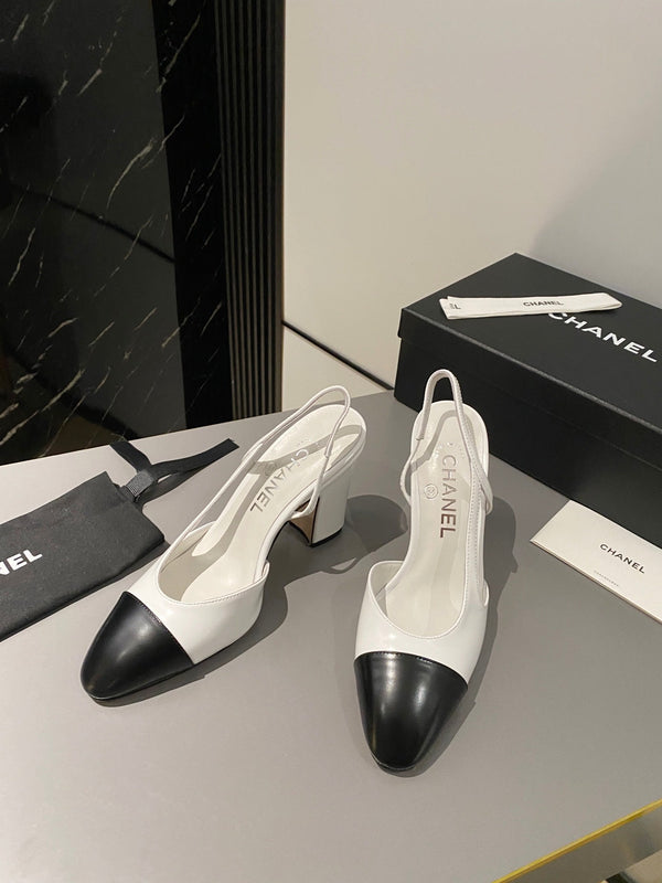 CC Slingback 95mm in pelle di agnello bianca