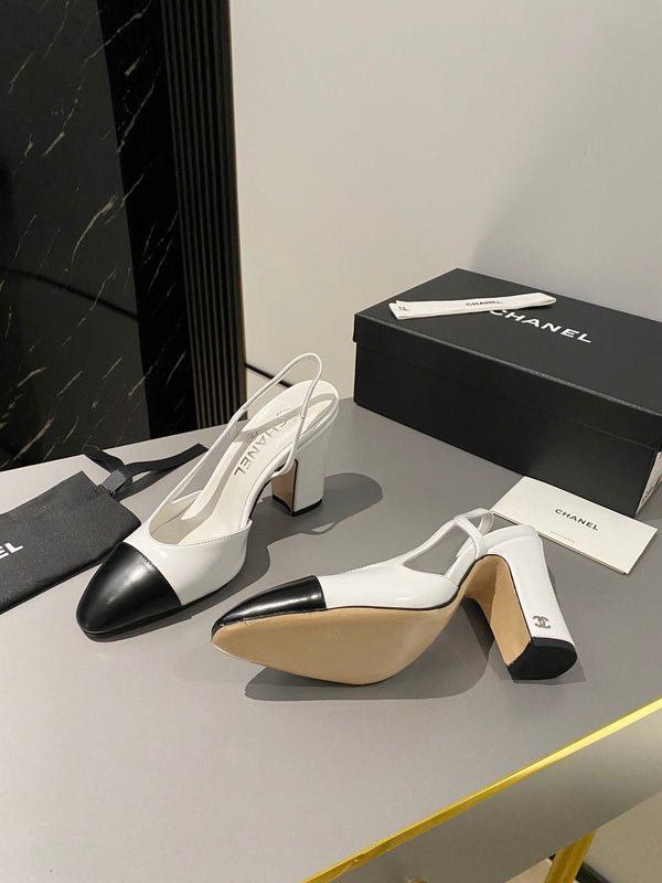 CC Slingback 95mm in pelle di agnello bianca