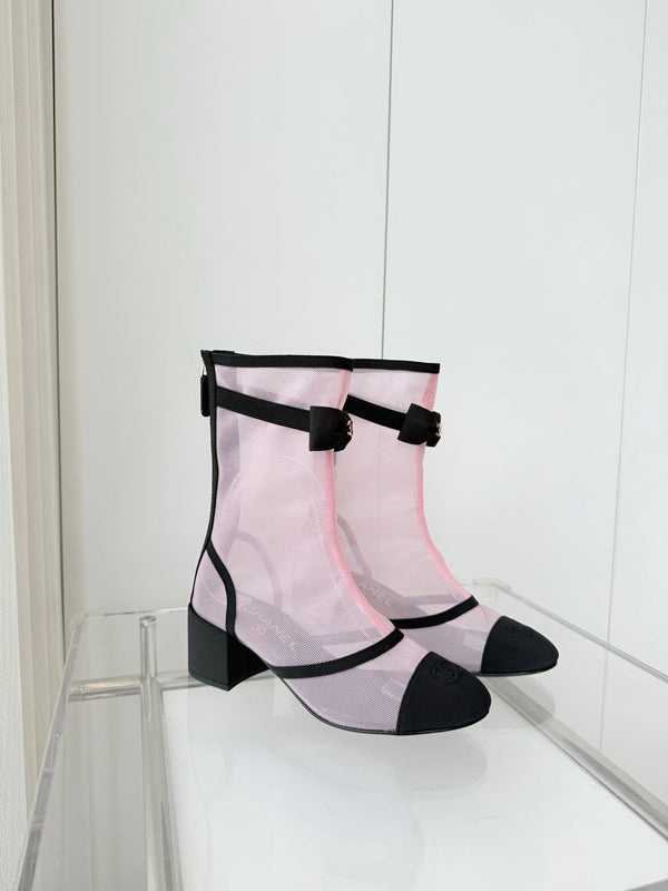 CC 25 Short Boot Pink Black Mesh Fabric 411467