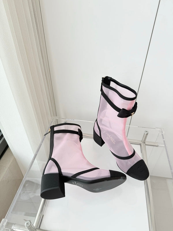CC 25 Short Boot Pink Black Mesh Fabric 411467