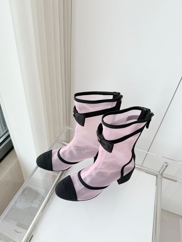 CC 25 Short Boot Pink Black Mesh Fabric 411467