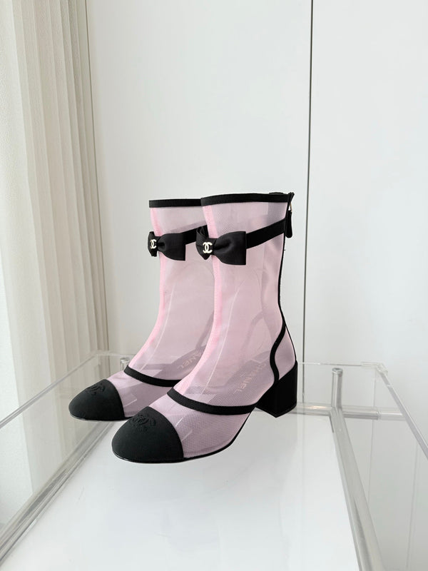 CC 25 Short Boot Pink Black Mesh Fabric 411467