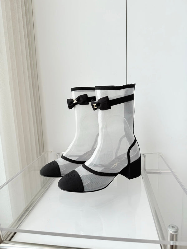CC 25 Short Boot Black White Mesh Fabric 411470