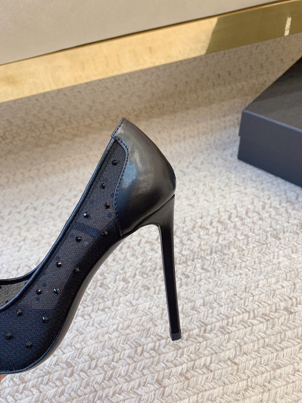 NORMA PUMPS IN BLACK MESH ATTACHED CRYSTALS