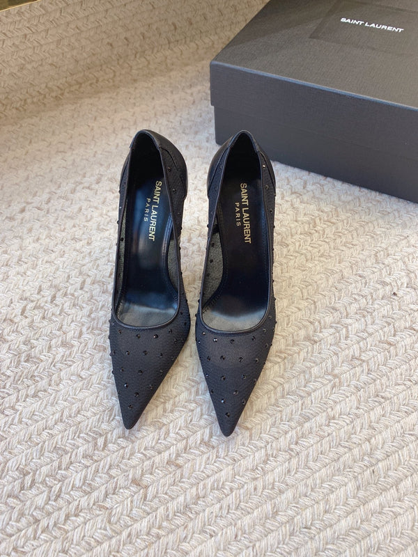 NORMA PUMPS IN BLACK MESH ATTACHED CRYSTALS
