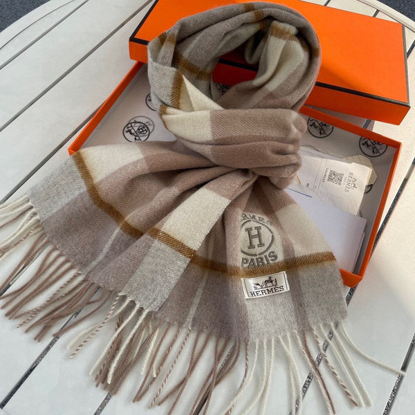 Scarf 180 CM In Brown Mix Beige Caro Cashmere