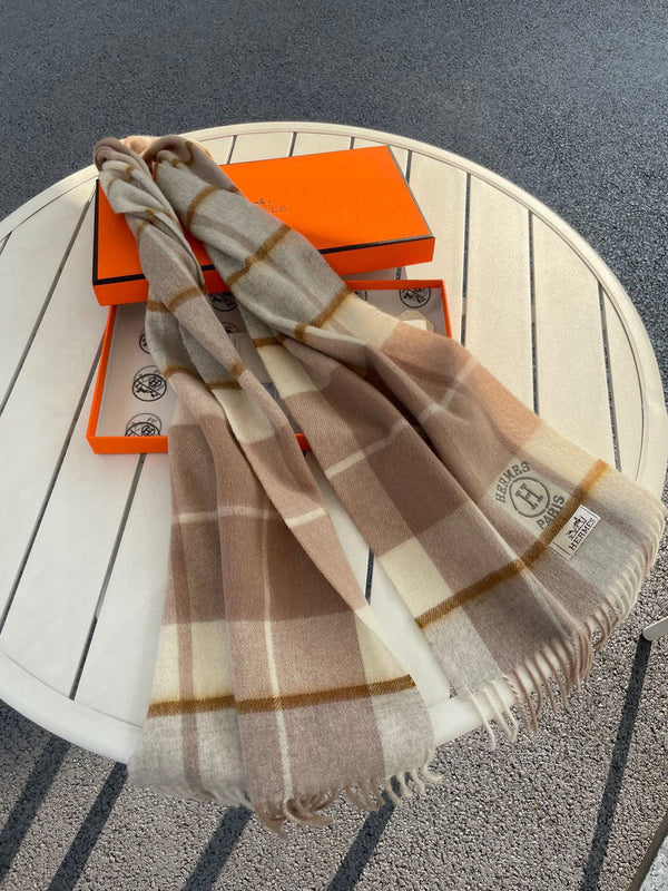 Scarf 180 CM In Brown Mix Beige Caro Cashmere
