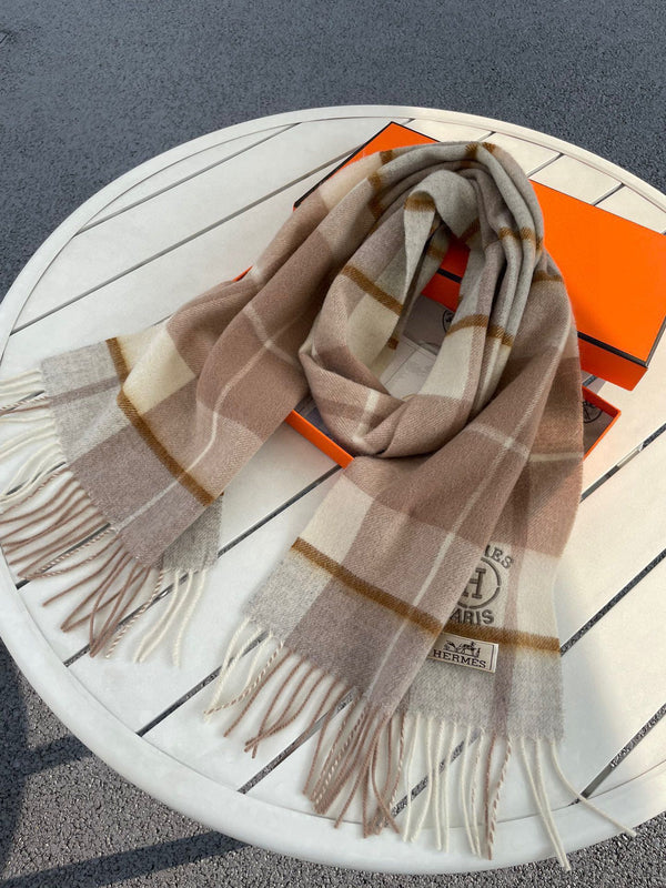 Scarf 180 CM In Brown Mix Beige Caro Cashmere