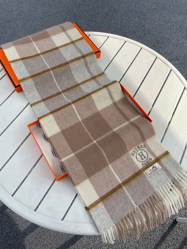 Scarf 180 CM In Brown Mix Beige Caro Cashmere