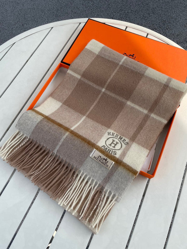 Scarf 180 CM In Brown Mix Beige Caro Cashmere