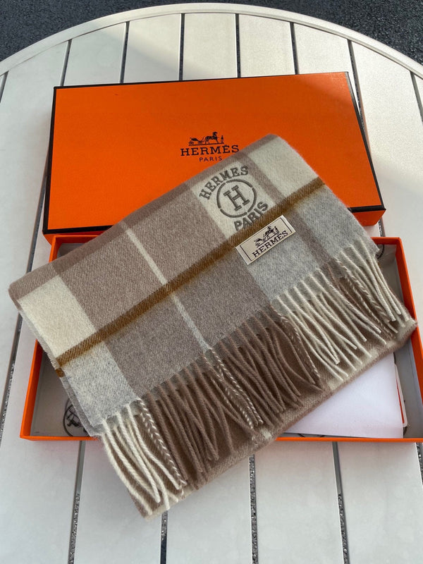 Scarf 180 CM In Brown Mix Beige Caro Cashmere