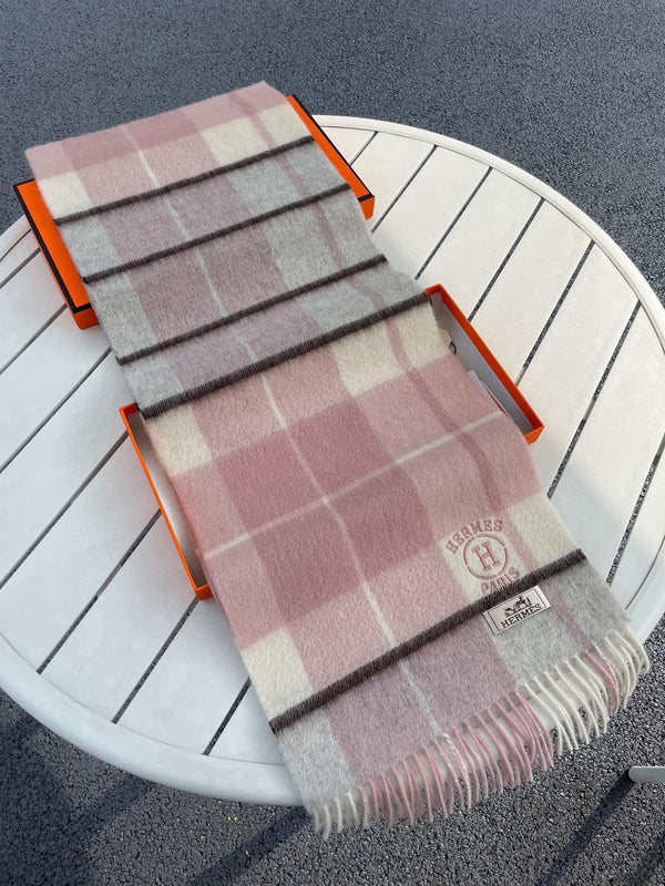 Scarf 180 CM In Light Grey White Mix Light Pink Caro Cashmere