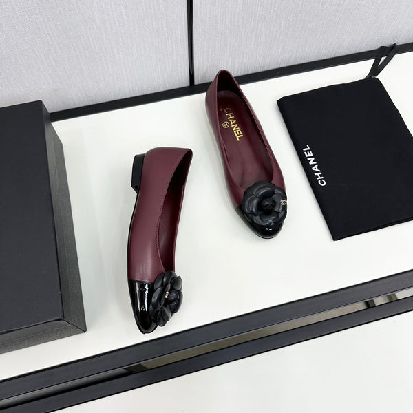 ballerina fiore vitello bordeaux vitello vernice nera