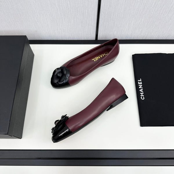 ballerina fiore vitello bordeaux vitello vernice nera