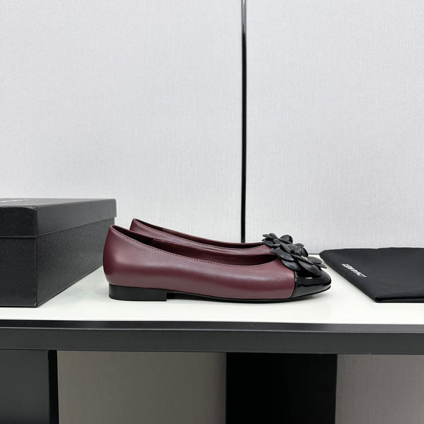 ballerina fiore vitello bordeaux vitello vernice nera