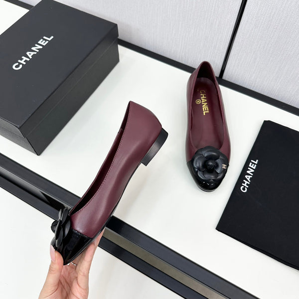 ballerina fiore vitello bordeaux vitello vernice nera