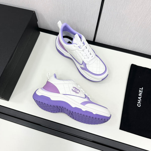 CC SNEAKER IN WHITE MIX IRIS PURPLE EMBROIDERED LAMBSKIN