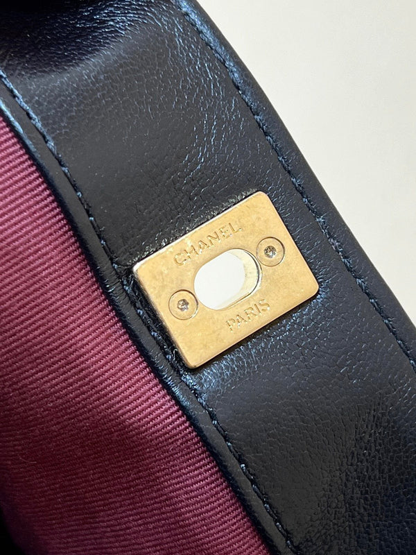 CC 24K Gold Coin Camera Bag 24cm Black Lambskin Light GHW