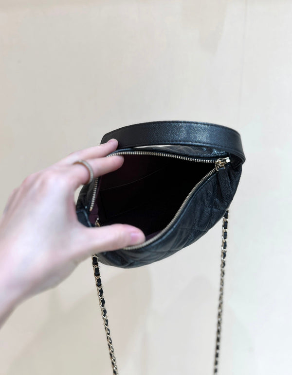 Borsa Hobo 25C 19cm in pelle di vitello martellata nera