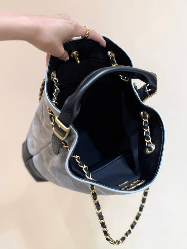 CC 25A Hobo 29cm Gray Black Suede Lambskin