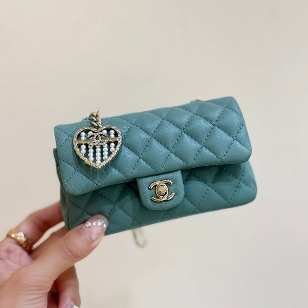 CC 25A Super Mini Bag 12.5cm Dusty Turquoise Lambskin